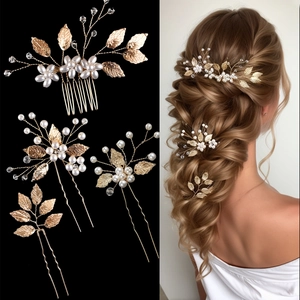 Accessori per Capelli da Sposa Pettine e Forcine in Lega con Foglie e Künstliche Perle Sintetiche per Matrimonio Festa Donna Gioielli