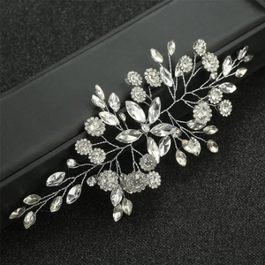 Silver bridal hair vine with marquise crystals and rhinestones for wedding hairstyles