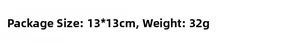 Detailed specification chart showing 13x13cm package size and 32g weight for hair pins