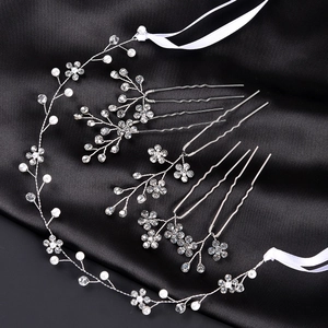 Accessoires Cheveux Mariage Fait Main Alliage Fil Argent Faux Künstliche Perle Strass Vigne Fleurie Épingles Pour Mariage Fête Femmes