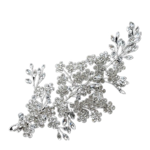 Elegant silver bridal hair vine with crystal flowers and rhinestones for wedding styling