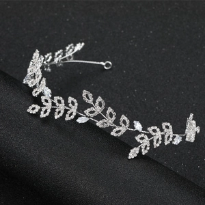 Bridal Rhinestone Leaf Headband Alloy Crystal Wedding Hairband Elegant Vine Hair Accessory For Women Gold Silver Tiaras
