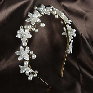 Handmade Flower Artificial Pearl Headband Wedding Bridal Hair Accessories Gold Silver Floral Hair Band Party Headpiece Jewelry
