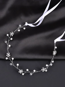 Set de vigne de cheveux de mariée argentée avec perles et cristaux pour mariage