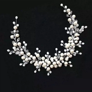 Handmade Bridal Hair Vine With Faux Artificial Pearl And Crystal Rhinestone Elegant Wedding Headpiece For Bride Women Jewelry Accessories