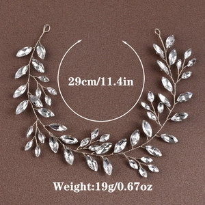 Vigne de cheveux de mariée argentée avec strass marquise pour coiffures de mariage
