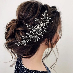 Vigne de Cheveux de Mariage Fait à la Main Künstliche Perle d'Imitation Strass Bandeau de Mariée Or Argent Cristal Floral Femme