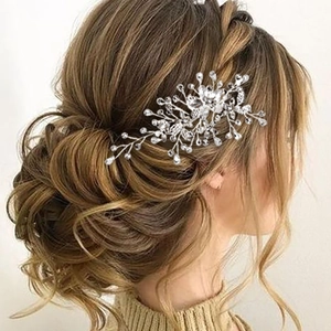 Handmade Silver Leaf Floral Bridal Hair Clip Rhinestone Wedding Hair Accessory For Women Elegant Formal Event Headpiece