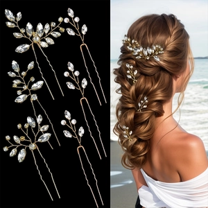 Épingles à Cheveux de Mariage en Alliage Faites à la Main avec Strass et Künstliche Perles Bijoux de Cheveux Boho Mariée Femme Or Argent