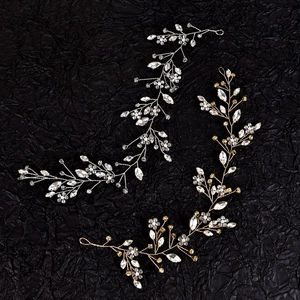 Exquisite handmade bridal flower hair vine with sparkling crystals in gold and silver