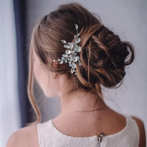 Bridal Crystal Rhinestone U-Shaped Hair Stick Silver Alloy Flower Hair Pin For Wedding Party Women Jewelry Accessories