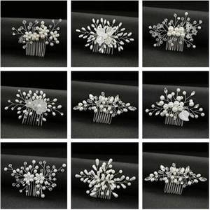 Peigne à Cheveux de Mariée Élégant Fait à la Main avec Künstliche Perles d'Imitation et Strass Bijou de Tête Floral pour Mariage Femme
