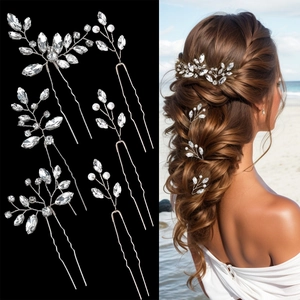 Parure de 6 bijoux de cheveux de mariée avec épingles en cristal et perles pour mariage