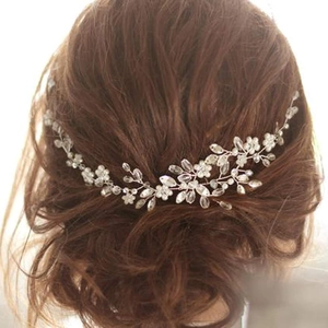 Vigne de Cheveux de Mariée Faite à la Main Künstliche Perle Cristal Fleur Argent Mariage Bandeau Pour Femmes Accessoires Cheveux Fête