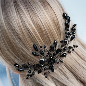 Handmade Black Crystal U-Shaped Hairpin For Women Branch Vine Beaded Hair Stick Vintage Elegant Wedding Hair Accessory