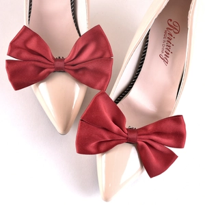 Wedding Bridal Shoe Clips Elegant Satin Bow Shoe Decorations For Bride Women Wedding Party Accessories Alloy Bowknot Pins