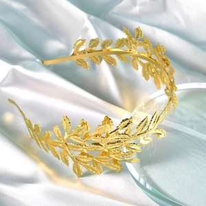 Golden Leaf Bridal Headpiece Retro Baroque Wedding Headband Grecian Style Laurel Wreath Crown Banquet Hair Accessories For Women