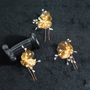 Baroque Gold Alloy Hollow Floral Bridal Hair Sticks With Artificial Pearl Elegant Wedding U-Shaped Hair Pins Women Jewelry