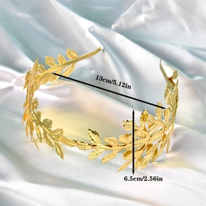 Elegant gold laurel leaf crown tiara with baroque details for bridal wedding hair accessories