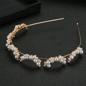 Serre-tête de Mariée Élégant en Künstliche Perles Alliage Doré Disposition en Grappes pour Femmes Bijoux de Mariage Banquet Accessoires Cheveux