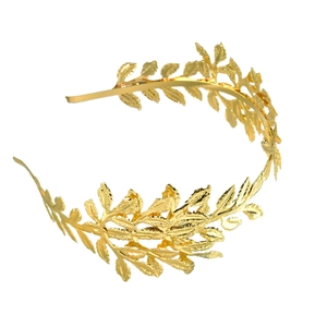 Elegant baroque golden leaf bridal headband for weddings and formal parties