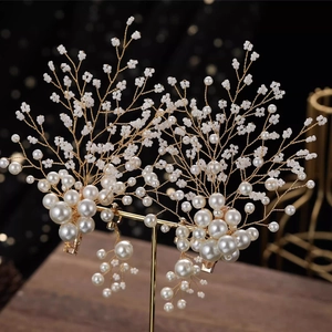Barrettes à cheveux élégantes pour filles avec perles et fil doré pour fêtes de princesse