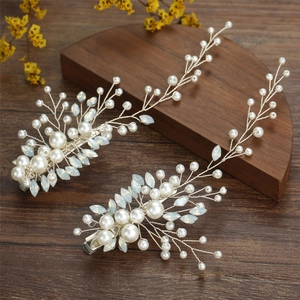 Fermagli per Capelli Fatti a Mano con Künstliche Perle Sintetiche e Strass Sposa Matrimonio Ramo Fiore Accessori per Capelli Donna