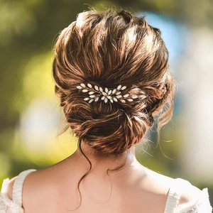 Fourche à Cheveux de Mariée en Strass Feuille Élégante Alliage en Forme de U Épingle à Cheveux de Mariage Or Argent Accessoire Femme