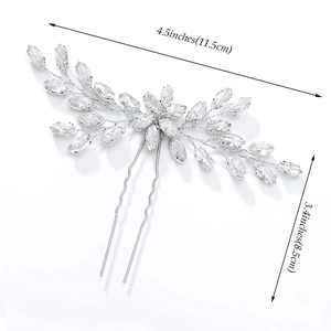 Épingle à cheveux de mariée en forme de U avec strass en verre, 11,5 x 8,5 cm