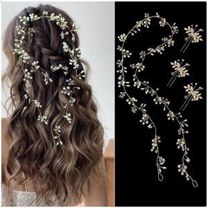 Vigne de Cheveux Et Épingles de Mariée Künstliche Perle Cristal Strass Feuille Accessoires Cheveux Femme Mariage Fête Or Argent Bijou de Tête