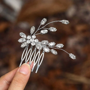 Elegante Pettine per Capelli da Sposa in Strass Lega Cristallo Floreale Copricapo da Sposa per Donna Oro Argento Gioielli Regalo