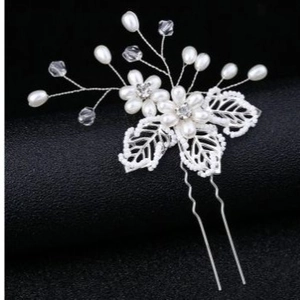 Handmade Artificial Pearl Rhinestone Bridal Hair Stick Hollow Leaf U Shaped Metal Hair Pin Wedding Accessories For Women Jewelry