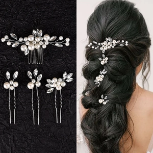 Ensemble Accessoires Cheveux Mariée Alliage Künstliche Perle Cristal Peigne Et Épingles À Cheveux Bijoux De Mariage Pour Femmes