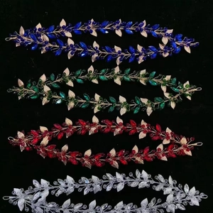 Serre-tête Feuilles en Alliage Fait à la Main Avec Strass Colorés Bandeau de Mariée Fête Mariage Bijoux de Cheveux Femme