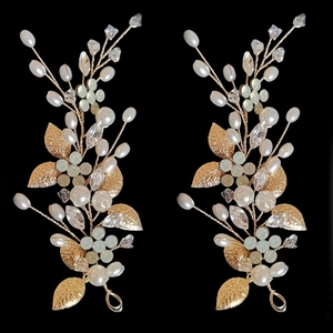 Fermagli per Capelli da Sposa Fatti a Mano Ramo di Foglie Oro Argento Con Künstliche Perle Sintetiche e Cristalli Accessori per Capelli Matrimonio Donna