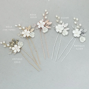 Elegante Forcina per Capelli a Fiore per Sposa Matrimonio Con Künstliche Perle Strass Lega Bastone a Forma di U per Donna Damigella Festa