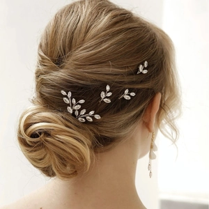 Crystal Leaf Branch U-Shaped Hair Pins Hair Sticks For Women Wedding Bridal Party Hair Accessories Elegant Decoration Headwear