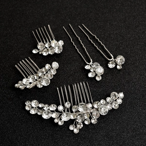 Handmade Rhinestone Bridal Hair Comb Collection Alloy Silver Wedding Headpiece For Bride Bridesmaids Women Hair Accessories