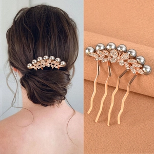 Peine de Mariposa Elegante Con Perlas Artificiales de Imitación Acabado Oro Rosa Aleación Strass Pinza de Pelo Para Mujer Boda Fiesta Peinado