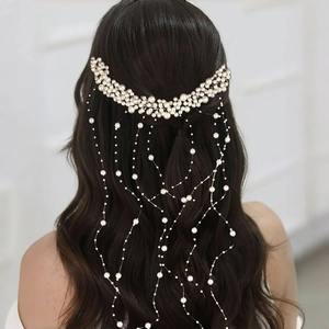 Faux Artificial Pearl Tassel Hair Comb Alloy Bridal Wedding Headpiece For Women Party Elegant Western Style Hair Accessories