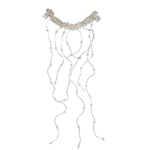 Elegant bridal hair comb with ivory pearls and hanging tassels for wedding hairstyles