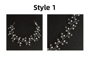 Détail de la vigne de cheveux Style 1 avec fil d'argent, perles et cristaux
