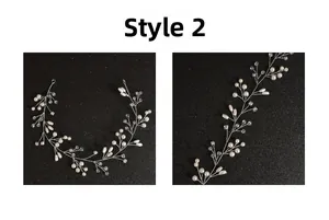Vue détaillée de la vigne de cheveux Style 2 avec perles et cristaux sur fond noir