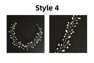 Détails de la vigne de cheveux de mariée avec perles blanches et cristaux brillants