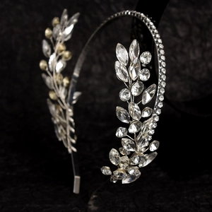 Serre-tête de Mariée Feuilles en Strass Argenté Fait à la Main Accessoire Cheveux Mariage Élégant Cristal pour Femme