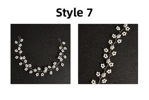 Détail de la vigne de cheveux Style 7 avec perles, cristaux et fil argenté
