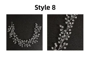 Vue détaillée d'une vigne à cheveux de mariée avec fil d'argent et perles nacrées