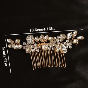 Exquisite bridal hair comb with crystal flowers and gold base for wedding hairstyles
