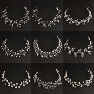 Vigne de Cheveux de Mariée Faite à la Main Künstliche Perles de Cristal Strass Bijou de Tête Élégant Bandeau Floral Femmes Mariage
