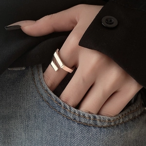 Minimalist Geometric Hexagon Open Ring Adjustable Copper Platinum Plated Fashion Jewelry For Women Daily Party Cool Accessory